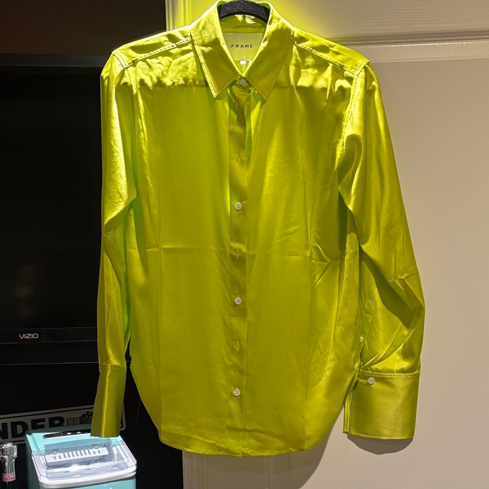 Frame Denim Bright Green Dress Shirt